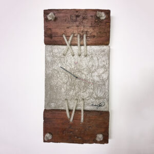 wall clock made with cement and wood